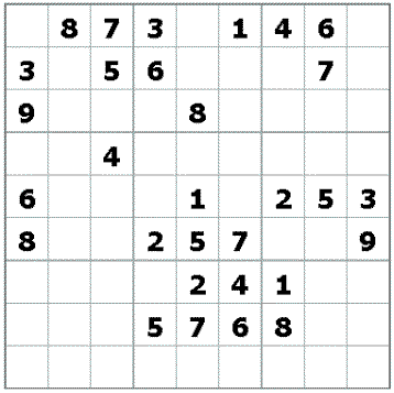 Sudoku - mittlerer Schwierigkeitsgrad