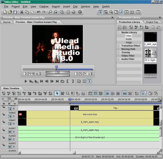 Arbeitsoberfläche von Ulead MediaStudio Pro 8.0